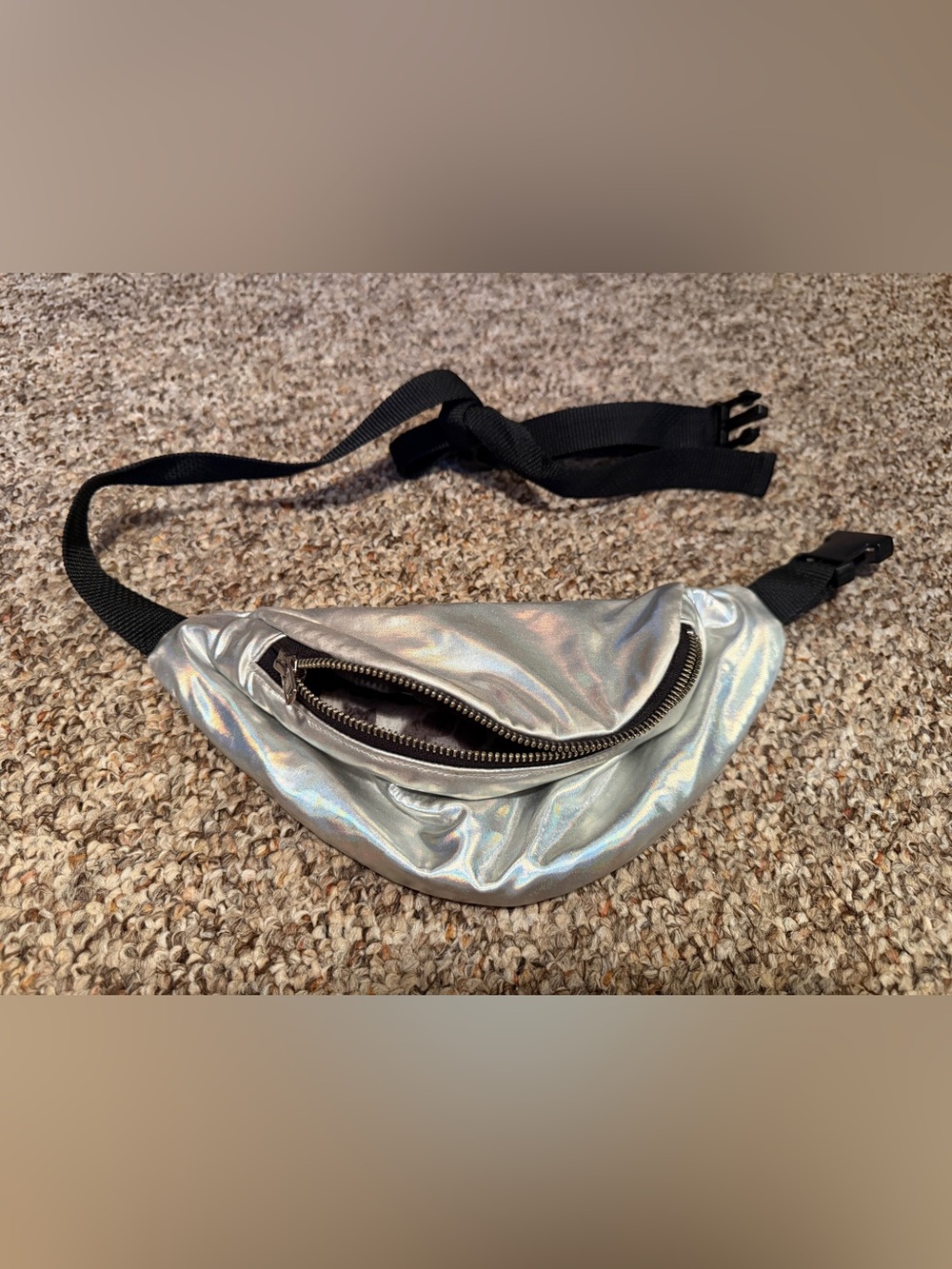 Iridescent Silver Fanny Pack Belt Bag